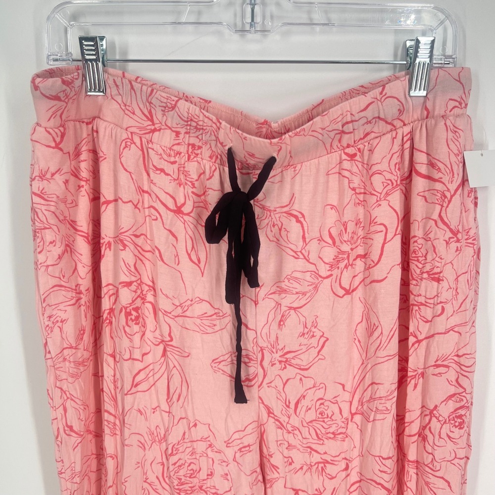 Sanctuary Womens Pink Floral Pajama Set Short Sleeve Top Long Pants NWT XL - Picture 6 of 15